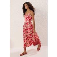 WOVCOR Women's Floral Printed Sleeveless Maxi Dress in Red | Size: 6
