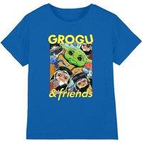 Star Wars - The Mandalorian The Mandalorian & Grogu Friends Kids T-Shirt, Royal | Size: 7-8 Years