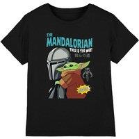 Star Wars - The Mandalorian The Mandalorian & Grogu Poster Kids T-Shirt, Black | Size: 9-11 Years