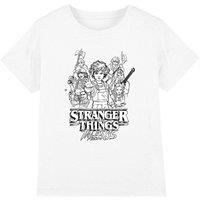 Stranger Things Tales From 85 Group Sketch Kids T-Shirt, White | Size: 9-11 Years