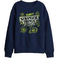 Stranger Things Tales From 85 Graffiti Glow Kids Sweatshirt, Navy | Size: 9-11 Years