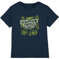 Stranger Things Tales From 85 Graffiti Glow Kids T-Shirt, Navy | Size: 9-11 Years