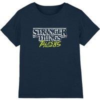 Stranger Things Tales From 85 Two Tone Logo Kids T-Shirt, Navy | Size: 9-11 Years