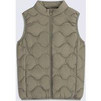 Animal Lightweight Casual Warm Padded Water Resistant Full Zip Quilted Gilet in Khaki | Size: 7-8 Years