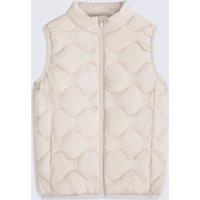 Animal Lightweight Casual Warm Padded Water Resistant Full Zip Quilted Gilet in Light Beige | Size: 7-8 Years