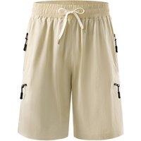 MODISHION Men's Lightweight Cargo Shorts with Drawstring in Khaki | Size: Large