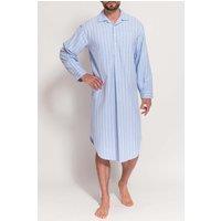 British Boxers Men's "Westwood Blue" Stripe Brushed Cotton Nightshirt in Light Blue | Size: Small