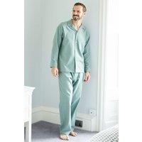 British Boxers Men's Moss Herringbone Brushed Cotton Pyjama Set in Dark Green | Size: Large