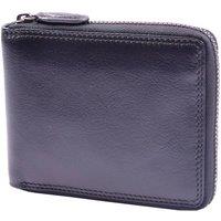 House of Leather Men's Mens Real Leather Zip Wallet HOL414 in Black