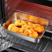 Living and Home 3-6Pcs Stainless Steel Rectangular Food Storage Containers with PP-Lid in Silver | Size: 6 Pack