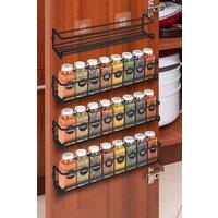Living and Home Set of 2 Wall-Mounted Spice Racks in Black