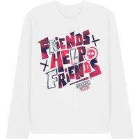 Stranger Things Tales From 85 Friends Help Long Sleeve T-Shirt, White | Size: 2XL