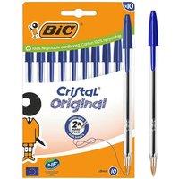 Bic Cristal Original Ballpoint Pens Medium Tip (1 mm) Blue, Box of 10 in Blue