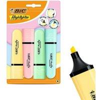 Bic Highlighter Flat - Assorted Pastel - Blister pack of 4