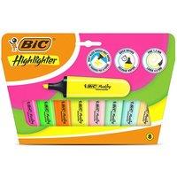 Bic Highlighter Flat - Assorted Pastel & Neon - Blister pack of 8