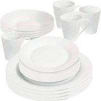 BARGAINS-GALORE 16 Piece Dinner Set Plain White Dinnerware Serving Plates Mugs Home