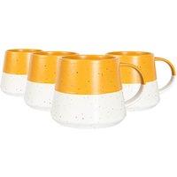 Nicola Spring Dipped Flecked Stoneware Belly Mugs - 370ml - Dusty Pink - Pack of 4 in Mustard