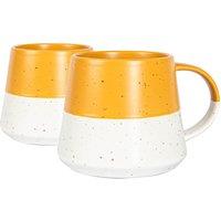 Nicola Spring Dipped Flecked Stoneware Belly Mugs - 370ml - Pack of 2 in Mustard