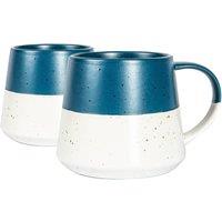 Nicola Spring Dipped Flecked Stoneware Belly Mugs - 370ml - Pack of 2 in Navy