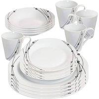 BARGAINS-GALORE 16 Piece Dinner Set Black Patterns Dinnerware Serving Plates Mugs Home