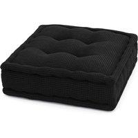 Homes-Linen Square Fleece Booster Seat Pad 45x45cm Thick Soft Chair Cushion in Black | Size: 45 cm x 45 cm