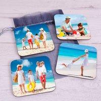 Uniqueful Personalised Photo Upload Set of 4 Coasters for Family