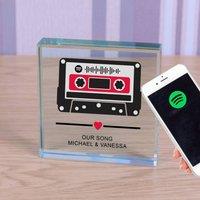 Uniqueful Personalised Our Song Cassette Glass Token Anniversary Gift for Couple in Clear