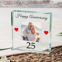Uniqueful Personalised Happy Anniversary Glass Token Anniversary Gift for Couple in Clear