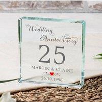 Uniqueful Personalised Wedding Anniversary Glass Token for Couple Anniversary in Clear