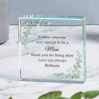 Uniqueful Personalised Someone Special Glass Token Thank You Mum in Clear