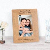 Uniqueful Personalised Our First Valentine's Day Wood Frame 6x4 Boyfriend in Brown