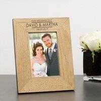 Uniqueful Personalised Our Wedding Day Wood Frame 6x4 Wedding Gift for Couple in Brown