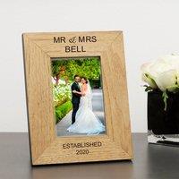 Uniqueful Personalised Mr & Mrs Wood Picture Frame 6 x 4 Wedding Couple in Brown