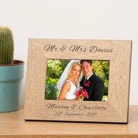Uniqueful Personalised Mr & Mrs Wood Picture Frame 6 x 4 Wedding Couple in Brown