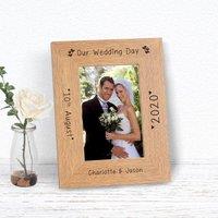 Uniqueful Personalised Our Wedding Day Wood Picture Frame 6 x 4 Wedding Couple in Brown