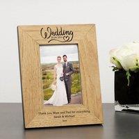 Uniqueful Personalised Wedding Day Wood Picture Frame 6x4 Parents Wedding Gift in Brown