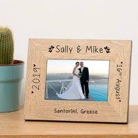 Uniqueful Personalised Wedding Day Wood Picture Frame 6x4 Silver Finish in Brown