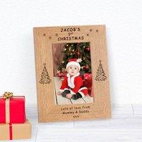 Uniqueful Personalised 1st Christmas Wood Picture Frame 7 x 5 Child Christmas in Brown