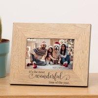 Uniqueful Personalised Most Wonderful Wood Picture Frame 7 x 5 Christmas Family in Brown