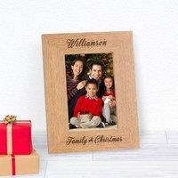 Uniqueful Personalised Family Christmas Wood Picture Frame 7 x 5 Family Gift in Brown