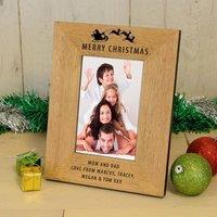 Uniqueful Personalised Merry Christmas Wood Picture Frame 7 x 5 Parents in Brown