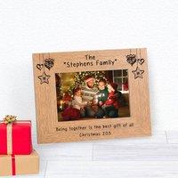Uniqueful Personalised Festive Family Name Wood Picture Frame 7 x 5 Christmas in Brown