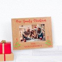 Uniqueful Personalised Our Family Christmas Wood Picture Frame 7 x 5 Family Gift in Brown