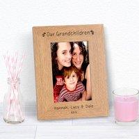 Uniqueful Personalised Grandchildren Wood Picture Frame 7 x 5 for Grandparents in Brown