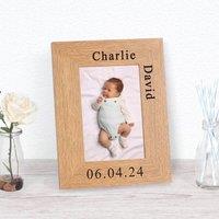Uniqueful Personalised New Baby Name Date Wood Picture Frame 7 x 5 in Brown
