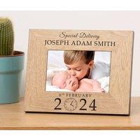 Uniqueful Personalised New Baby Special Delivery Wood Picture Frame 7 x 5 in Brown