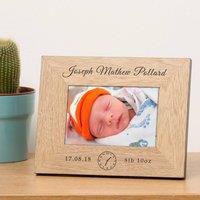 Uniqueful Personalised New Baby Wood Picture Frame 7 x 5 New Baby Gift in Brown