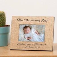 Uniqueful Personalised My Christening Day Wood Frame 7 x 5 Baby in Brown