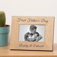 Uniqueful Personalised First Fathers Day Wood Picture Frame 7 x 5 for Dad in Brown