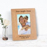 Uniqueful Personalised Live Laugh Love Wood Picture Frame 7 x 5 Wedding Couple in Brown